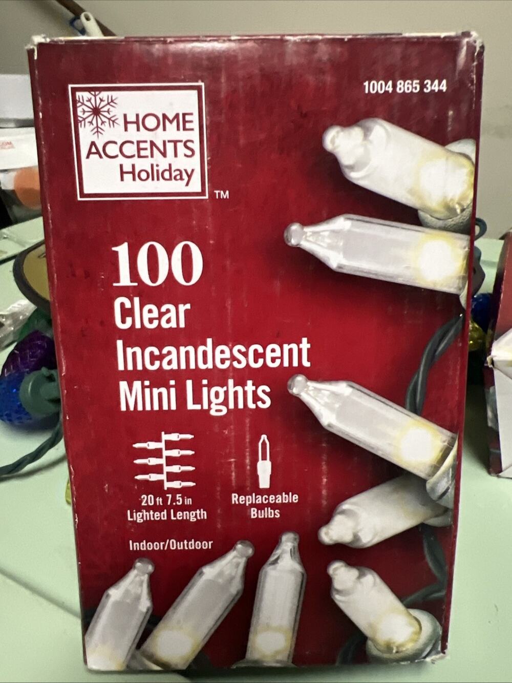 Home Accents 100 Count Clear Mini 20 FT String Lights Indoor Outdoor Green Wire